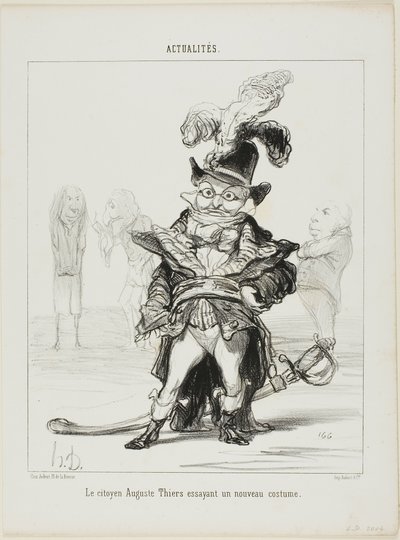 Bürger Thiers probiert ein neues Kostüm an, Platte 114 aus Actualités von Honoré Victorin Daumier