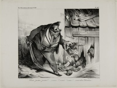 Komm her kleines Küken, Küken... Küken... Küken, komm kleine Truthähne, Platte 442 von Honoré Victorin Daumier