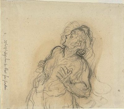 Erschrockene Frau von Honoré Victorin Daumier