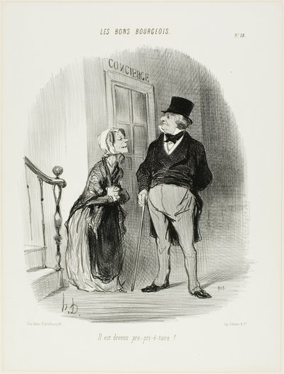 „Er ist ein Laaaand-Looooord geworden!“, Tafel 18 aus Les Bons Bourgeois von Honoré Victorin Daumier