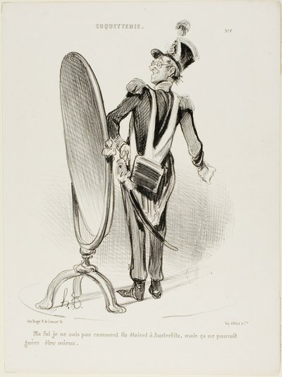 „In der Tat, ich weiß nicht, wie sie in Austerlitz aussahen, aber sie konnten kaum besser ausgesehen haben“, Platte 7 aus Coquetterie von Honoré Victorin Daumier