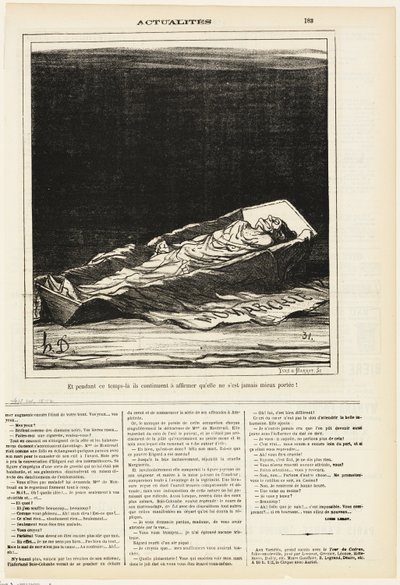 Inzwischen bestehen sie darauf, dass es ihr nie besser ging, Platte 183 aus Actualités von Honoré Victorin Daumier