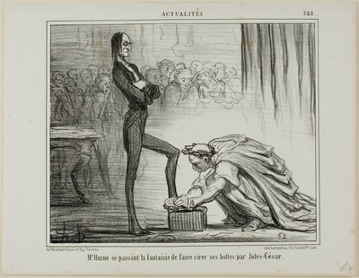 Herr Hume fantasiert über Julius Caesar, der seine Stiefel poliert, Platte 388 aus Aktualitäten von Honoré Victorin Daumier