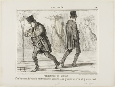 Physiognomie der Börse. Die Verzweiflung des Baissiers und der Triumph des Haussiers - oder Weinen und Lachen, Platte 440 aus Actualités von Honoré Victorin Daumier