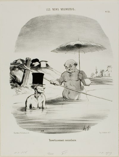 Entspannung während der Hundstage, Platte 33 aus Les Bons Bourgeois von Honoré Victorin Daumier