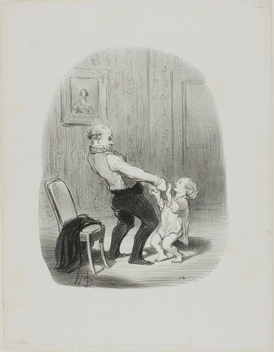 Die erste Tanzstunde, aus Les Papas von Honoré Victorin Daumier