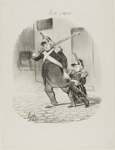 Der Tag der großen Parade, Platte 6 aus Les Papas von Honoré Victorin Daumier