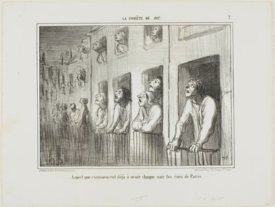 Die Straßen von Paris beginnen jede Nacht so auszusehen, Platte 7 aus La Comète De 1857 von Honoré Victorin Daumier