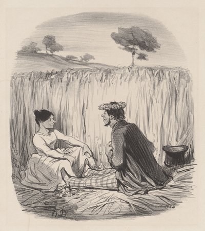 Eine Idylle im Weizenfeld von Honoré Daumier