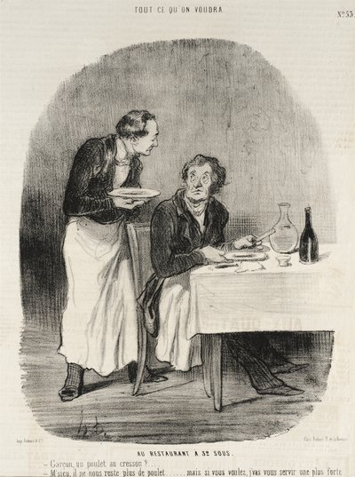 Im Restaurant zu 32 Sous von Honoré Daumier