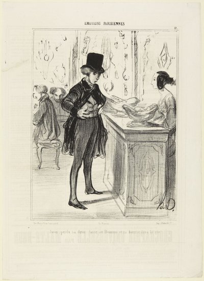 Die halbe Tasse im Domino und die Börse auf der Straße verloren zu haben, Nummer 12 aus der Serie Pariser Emotionen aus Le Charivari von Honoré Daumier