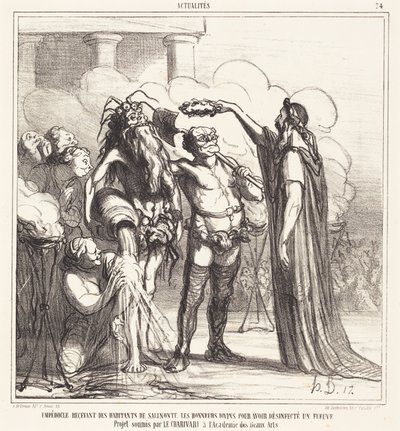Empedokles erhält... die göttlichen Ehren... von Honoré Daumier