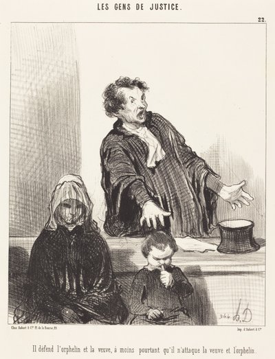 Er verteidigt die Waise und die Witwe, es sei denn... von Honoré Daumier
