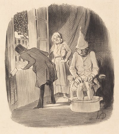 Unannehmlichkeit, seine Unterkunft zu beziehen... von Honoré Daumier