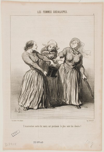 Aufstand gegen Ehemänner wird als erste und heiligste Pflicht im Leben verkündet! von Honoré Daumier