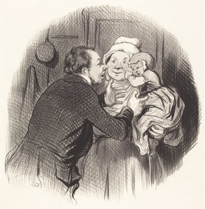 Der Besuch bei der Amme von Honoré Daumier