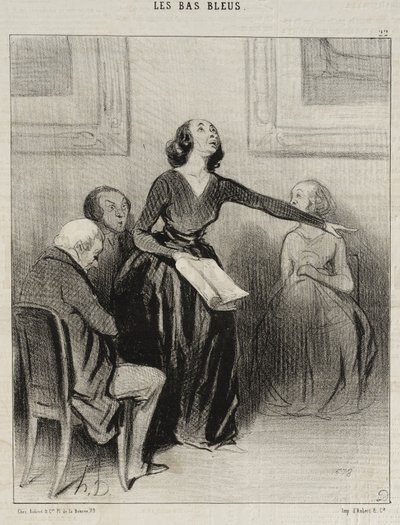 Der Bas-bleu rezitiert sein Stück von Honoré Daumier