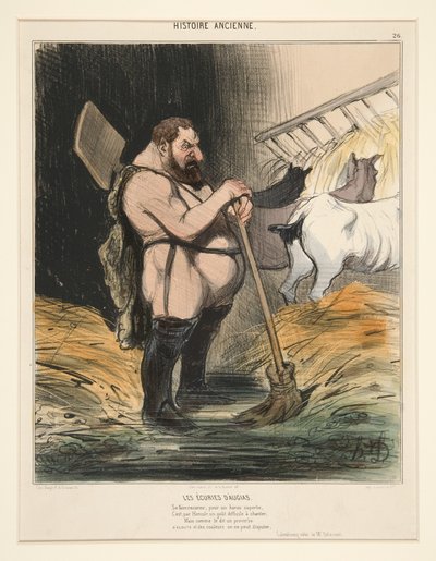 Die Ställe des Augias. Sich für einen großartigen Helden zum Reiniger machen, aus der Alten Geschichte von Honoré Daumier