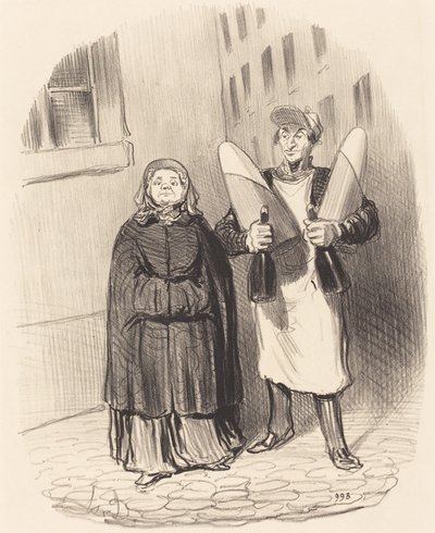 Madame Chapotard bereitet sich darauf vor, ihre Konfitüren zu machen von Honoré Daumier