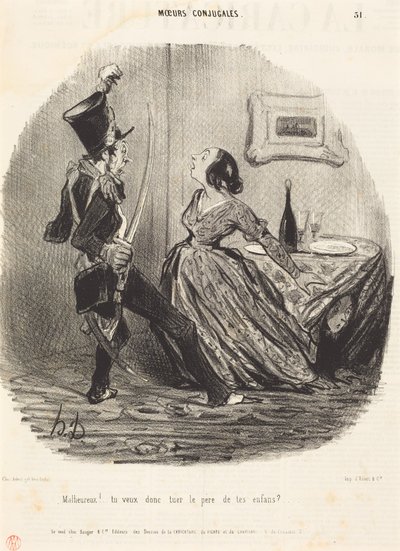 Unglücklicher! Willst du also den Vater deiner Kinder töten? von Honoré Daumier