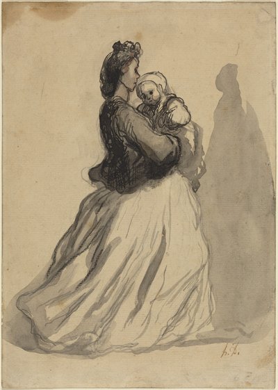 Mutter und Baby von Honoré Daumier