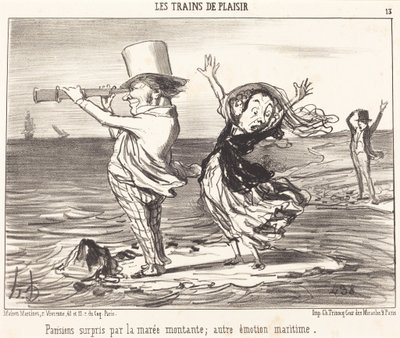 Von der Flut überraschte Pariser... von Honoré Daumier