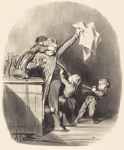Freuden der Vaterschaft von Honoré Daumier