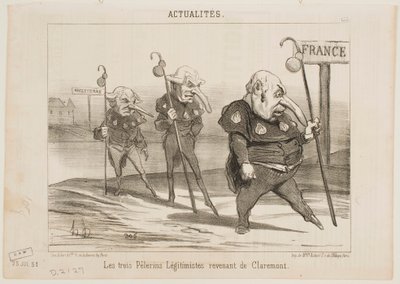 Drei legitimistische Pilger auf der Rückkehr aus Claremont. von Honoré Daumier