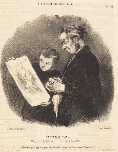 Eine kindliche Huldigung von Honoré Daumier