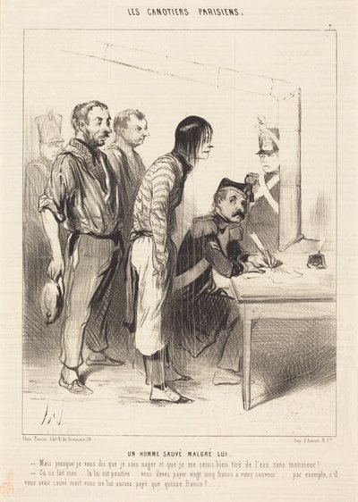 Ein Mann, der gegen seinen Willen gerettet wurde von Honoré Daumier