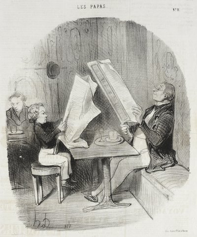 Ein Kind, das sich mit wenigem vergnügt. Le Constitutionnel genügt ihm für den ganzen Abend von Honoré Daumier