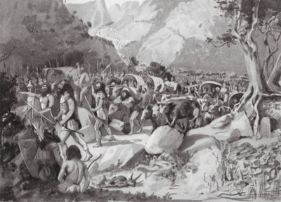 Eine Wanderung skythischer Stämme durch einen Pass in den Bergen Kleinasiens (Lithografie) von Horace Moore Jones