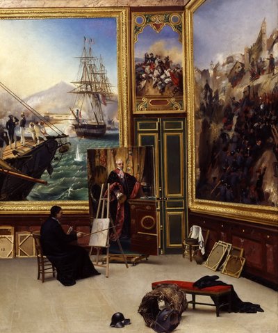 Bruder Philippe kopiert das Porträt des Marquis de Fontanes im Versailler Museum von Emile Jean Horace Vernet