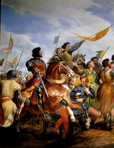 Französisch-Englischer Krieg (1202-1214): Die Schlacht von Bouvines am 27. Juli 1214 von Emile Jean Horace Vernet