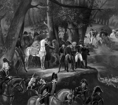 Napoleon I. jagt im Wald von Fontainebleau von Emile Jean Horace Vernet