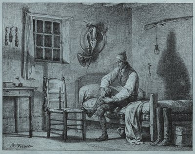 Der Diener von Limier erhebt sich aus dem Bett von Emile Jean Horace Vernet