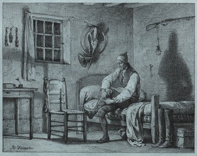 Der Diener von Limier erhebt sich aus dem Bett, um 1818 von Emile Jean Horace Vernet