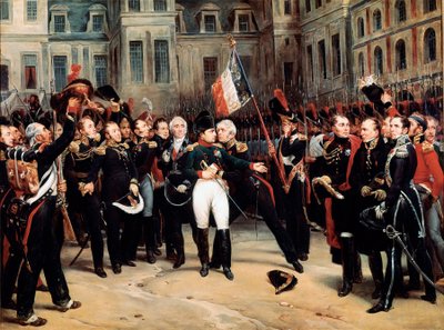 Der Abschied von Napoleon Bonaparte von der kaiserlichen Garde in Fontainebleau von Emile Jean Horace Vernet