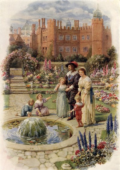 König Karl I. und Königin Henrietta in Hampton Court von Howard Davie