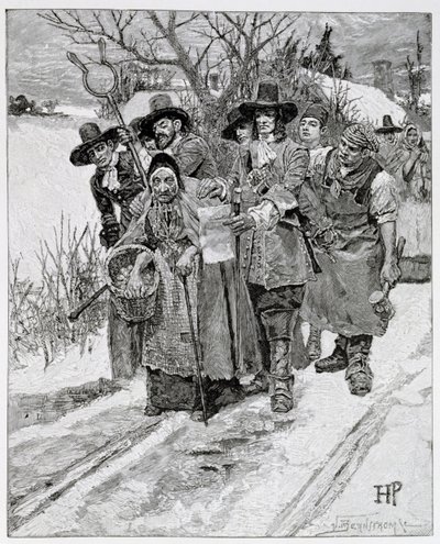 Verhaftung einer Hexe, graviert von J. Bernstrom, Illustration aus 