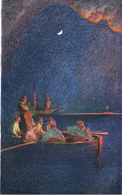 Das Schiff brennt, aus Howard Pyles Buch der Piraten veröffentlicht von Harper & Bros, 1921 von Howard Pyle
