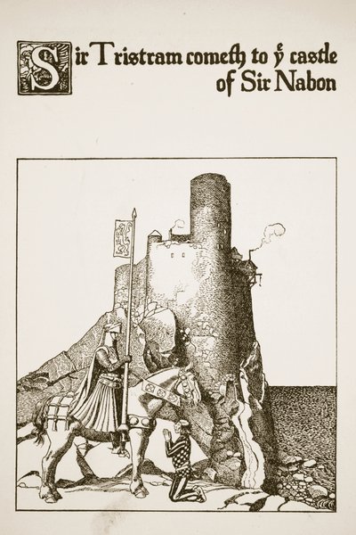 Sir Tristram kommt zur Burg von Sir Nabon, Illustration aus 