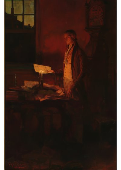 Thomas Jefferson schreibt die Unabhängigkeitserklärung von Howard Pyle