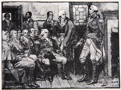 Washington und seine Generäle in Beratung, 15. März 1783, Illustration aus Harper