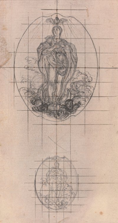 Entwurf für eine Medaille: Figur der Jungfrau von Hubert Francois Gravelot