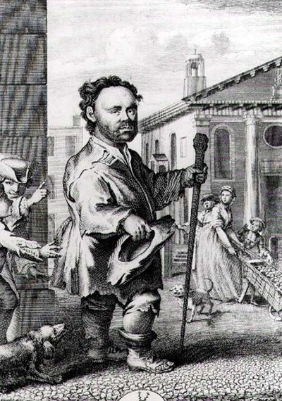 Owen Farrel (geb. 1716), der irische Zwerg, graviert von James Hulett, veröffentlicht 1742 von Hubert Francois Gravelot