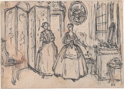 Studie für „Über die Macht des Vormunds“, eine radierte Vignette in Songs in the Opera of Flora von Hubert Francois Gravelot