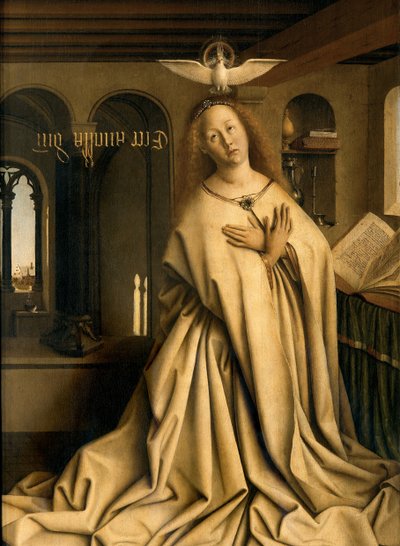 Detail der Verkündigung der Jungfrau, vom äußeren rechten Flügel des Genter Altars von Hubert & Jan van (1390 1441) Eyck