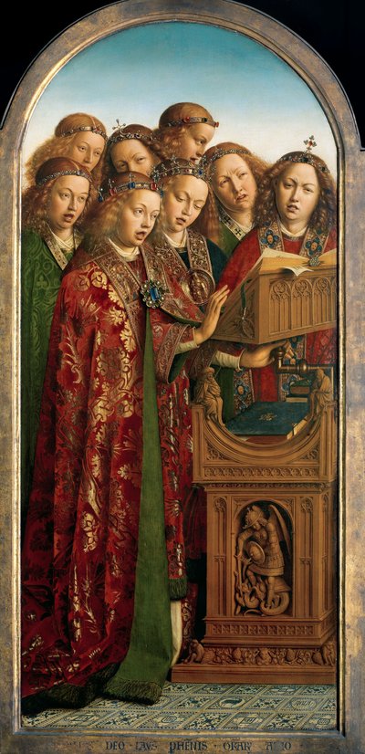 Singende Engel, vom linken Flügel des Genter Altars von Hubert & Jan van (1390 1441) Eyck