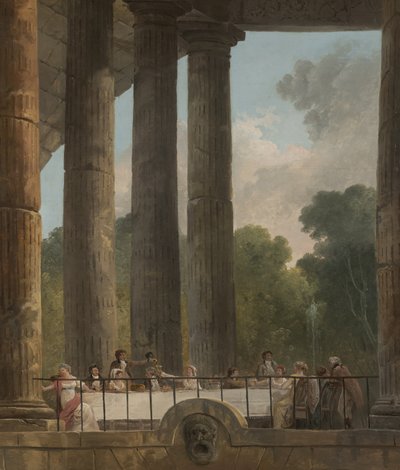 Ein Bankett in den Ruinen eines Tempels, 1795 von Hubert Robert